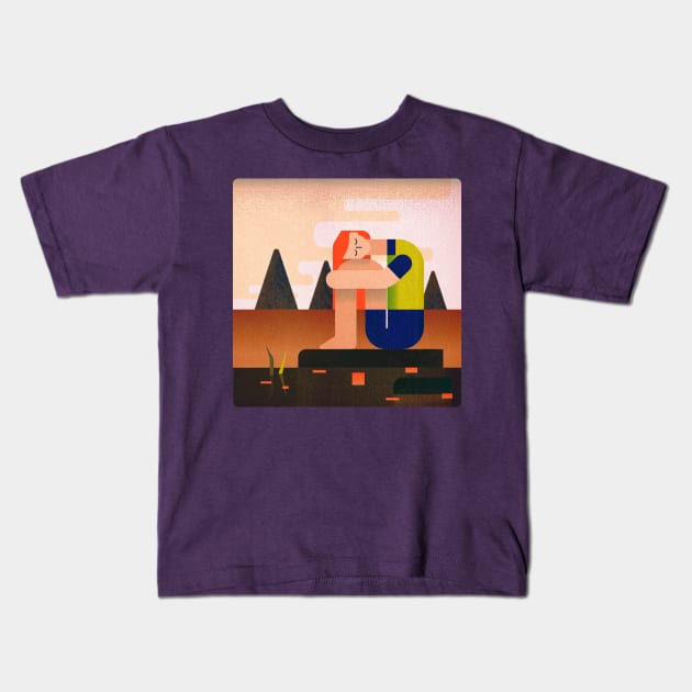 Alyonushka. Flat design based on folk tales Kids T-Shirt by Andrew Turtsevych Art